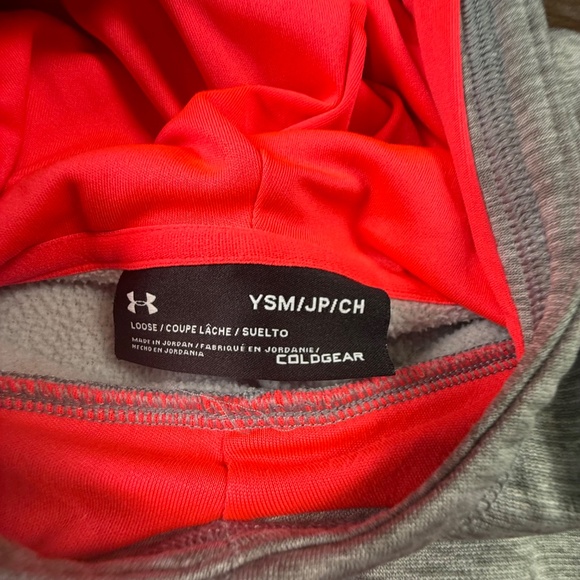 Under Armour UA Storm Hooded Sweatshirt, Logo, Heather Gray, Athletic, YSM Girls - Picture 6 of 14